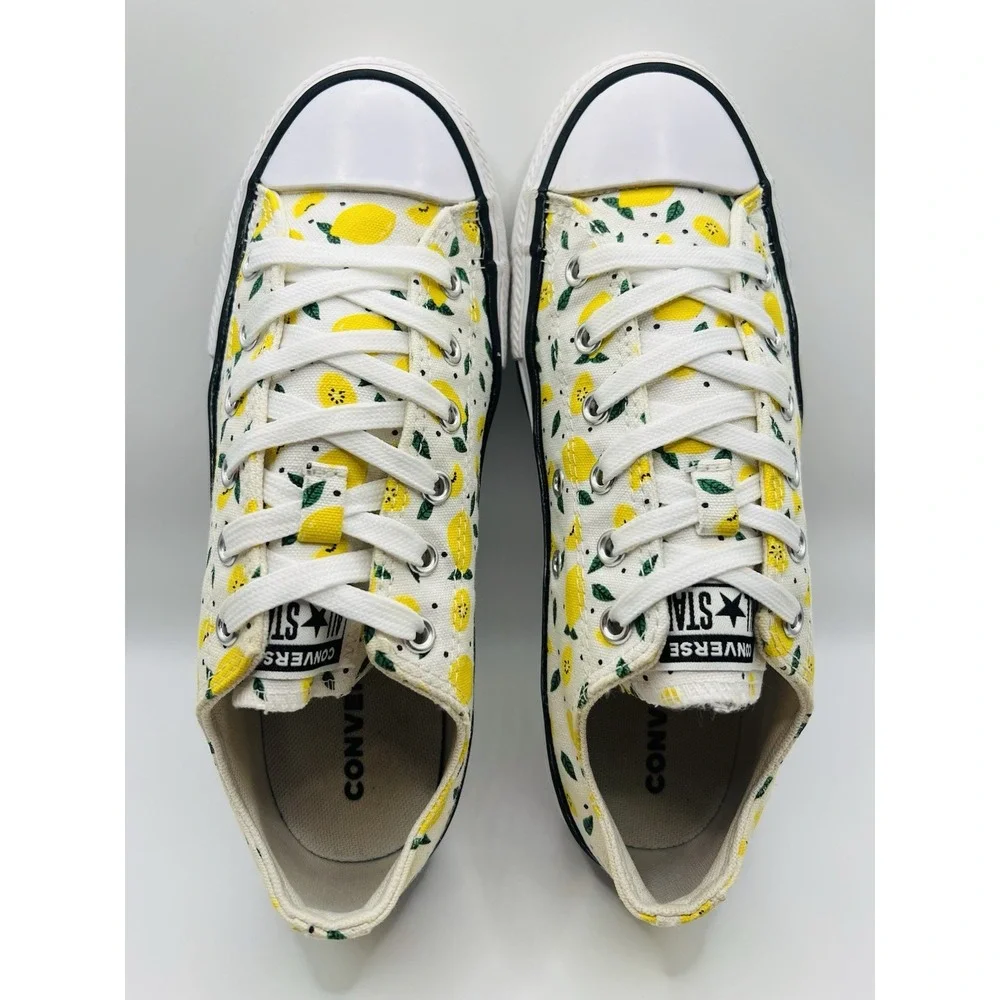 Converse All Star Low Top Lemon Print Canvas Sneakers Youth Shoes US 5 Women 6.5 - Picture 4 of 9